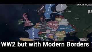 WW2 but with Modern Borders Hearts of Iron 4 Timelapse [upl. by Davon]