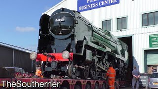 34028 quotEddystonequot emerges from Herston Works  Swanage Railway 26042021 [upl. by Hugh3]