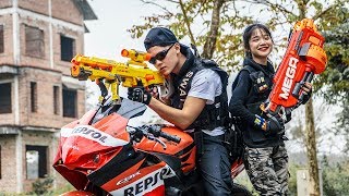 LTT Game Nerf War  Winter Warriors SEAL X Nerf Guns Fight Criminal Group Rocket Moto Bay [upl. by Annayat]