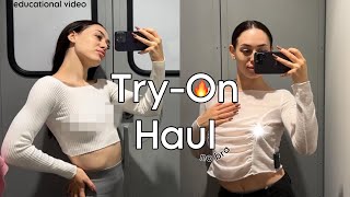 TryOn Haul with white mesh tops  4k  See through [upl. by Aiyekal]