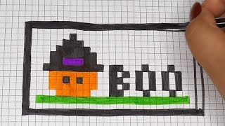 DIY Handmade Drawing Pixel Art  How to draw a cute Pumpkin  Halloween Draw with Me [upl. by Quint]