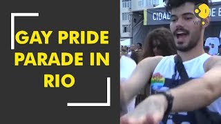 Gay pride parade held in Rio de Janeiro [upl. by Rratsal290]