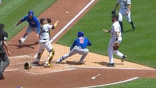 WHAT Javy Báez starts pickle running to 1st gets a run scored somehow gets to 2nd [upl. by Ynattirb422]