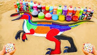 How to make Rainbow Velociraptor Blue with Orbeez Pepsi Coca Cola Dr Pepper Fanta 7up vs Mentos [upl. by Geraldine]