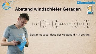 Abstand windschiefer Geraden  Gymnasium  Geraden und Ebenen  StrandMathe  Übung 1 [upl. by Jenesia]