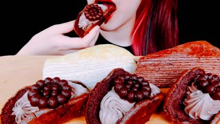 Mukbang with Delicious Crepe Cake and Chocolate Pastries ASMR Eating sowonasmr [upl. by Nylauqcaj]