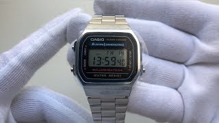 Classic Vintage Silver Casio A168WA1WDF Unboxing [upl. by Zaneski461]