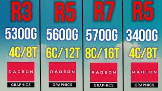 R3 5300G VS R5 5600G VS R7 5700G VS R5 3400G ON 1080P WHICH IS MOST VALUE APU IN 2021 [upl. by Galatea]