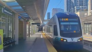 Link Light Rail 2 line train at Bellevue downtown station 4 Bellevue WA [upl. by Yerffoeg702]