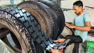 The Most Amazing Process of Retreading Old Tire How to Change Ringtread On Tyre Casing by Recap [upl. by Chubb]