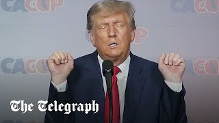 Trump imitates Biden and mocks hammer attack on Pelosis husband in bizarre speech [upl. by Aneetsirk]