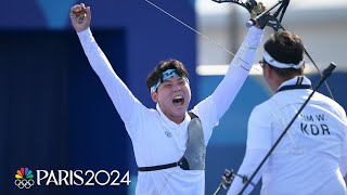 South Korea continues archery REIGN with mens team gold over France  Paris Olympics  NBC Sports [upl. by Craggie640]