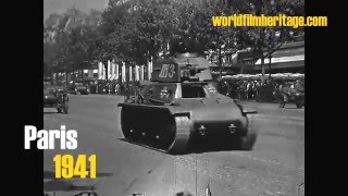 1941 Paris  German military parade with captured french tanks [upl. by Jennette568]