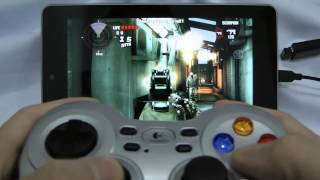 Playing DEAD TRIGGER with Logitech Wireless Gamepad F710 on Google Nexus 7 [upl. by Hose575]