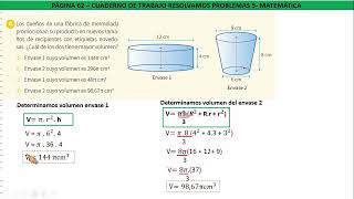 SÓLIDOS DE REVOLUCIÓNCONO TRUNCADO ESFERA Y CILINDRO CUADERNO DE TRABAJO 5° SECPAGINA 62 Y 64 [upl. by Hung]