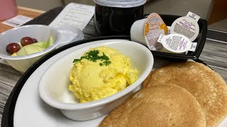 Hospital Breakfast  Hospital Food  Breakfast in the Hospital  eggs pancakes fruit and coffee [upl. by Oconnor]