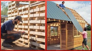 Building Amazing DIY Wood Pallet Barn StepbyStep  by normalguydoesitall [upl. by Clare]