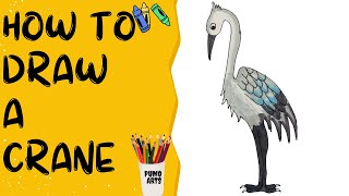 How to draw a CraneEasy Crane drawing for kidsBirds drawingPumo Arts [upl. by Hayidan37]