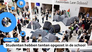 Protesten bij universiteiten tegen oorlog Gaza [upl. by Eyllom]