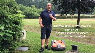 Husqvarna Automower 550 EPOS Montage amp Einsatz auf einem öffentlichen Friedhof [upl. by Shina216]