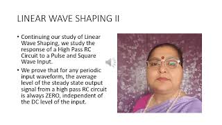 LINEAR WAVE SHAPING contd by Prof Navina Wadhwani Physics Department Lucknow University [upl. by Poirer]