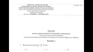 Subiecte admitere Scoala de Pompieri  decembrie 2022 [upl. by Ahsoet97]