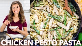 How To Make Chicken Pesto Pasta with Asparagus  Natashas Kitchen [upl. by Euqor]