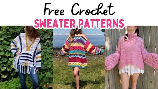 25 FREE Crochet Sweater Patterns  Easy Crochet Pullover Patterns crochet crochetsweater [upl. by Platto674]