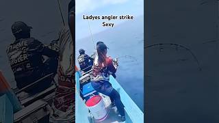 LADYES ANGLER strike big Fish fishing mancing ikan anglers shorts ladyesanglers [upl. by Hinckley745]