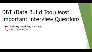 DBT INTERVIEW QUESTIONS [upl. by Laroy]