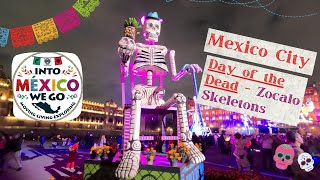 💀HUGE Skeletons for Day of the Dead 🕯️ Zocalo  Mexico City 🇲🇽 [upl. by Lirret]