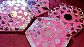 Mirror Mosaic tea coastershexagon designtutorial video how to make mosaic artyoutube diy [upl. by Queri]