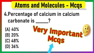 Atoms and Molecules MCQ Question Answers Class 9  atoms and molecules class 9 [upl. by Anoed]