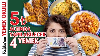 5₺ Altında Yapılabilecek 4 Farklı Yemek Tarifi  Mücver Köfte Makarna Patates ve Dahası 🤩 [upl. by Llebpmac]