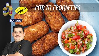 Potato croquettes  Easy starter  Evening time snacks  Chef Venkatesh Bhat  lunch box snack [upl. by Lesirg]