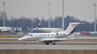 Embraer EMB505 Phenom 300 NetJets Europe CSPHH arrival at Munich Airport [upl. by Yahska]