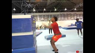 IShowSpeed shocks Olympic medalist Frederick ‘Flips’ Richard by completing a 6foot jump ishowspeed [upl. by Tildie407]