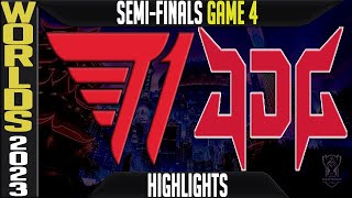 T1 vs JDG Highlights Game 4  S13 Worlds 2023 Semifinals  T1 vs JD Gaming G4 [upl. by Neibart]