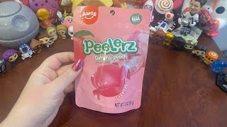 Trying Peelerz Gummy Peach Peelable Candy asmr chewingsounds [upl. by Nnomae650]