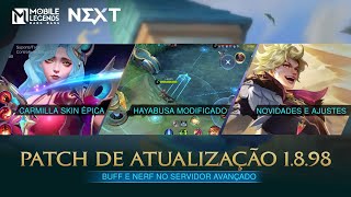 Destaques da Atualização 1898  Servidor Avançado Mobile Legends Bang Bang [upl. by Netsreik530]