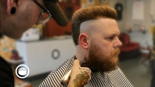 Modern Mullet Haircut with Strong Beard Shaping [upl. by Hannavahs]