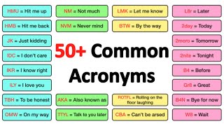 50 COMMON ACRONYMS in ENGLISH [upl. by Haidabo]