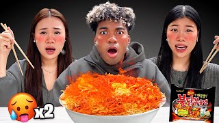 Spicy Noodle Challenge With My Sister MUKBANG [upl. by Anay831]