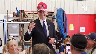 Biden’s Trump hat gesture wins cheers from crowd [upl. by Cullin773]