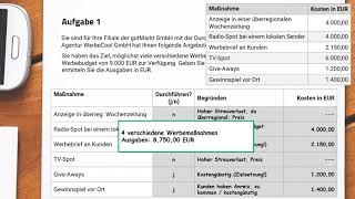 Übungsaufgabe Werbemaßnahme amp Werbeerfolg Verkauf amp Werbemaßnahmen Geschäftsprozesse Einzelhandel [upl. by Sukramed]