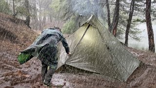 Caught in a Heavy Rain and Rainstorm  Camping With Thunder Storm  ASMR [upl. by Olzsal187]