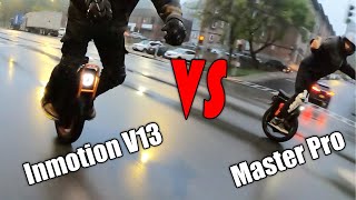 Inmotion V13 vs Master Pro  FULL SEND IT 14 Mile Drag Race EUCvibes [upl. by Odlonra850]