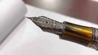 Montegrappa Extra 1930 Corsani Turtle brown and Bamboo green celluloid [upl. by Cirek]