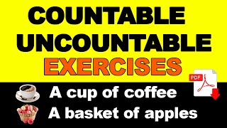 Countable Uncountable Nouns  Containers Exercises PDF  Easy English Lesson [upl. by Fowler427]