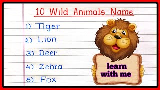 Wild animals name 10  Wild animals with spelling  10 wild animals name in english Wild animals [upl. by Roxy441]